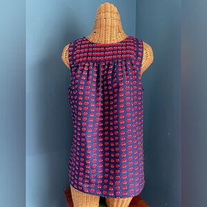 Kenar Red & Blue Heart Print Top. Size M. Sleeveless